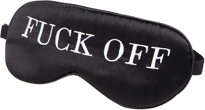 100% Mulberry Silk Sleep Mask Blackout, Cute Natural Sleeping Mask with Adjustable Elastic Strap, Satin Eye Cover for Men Women Adults (Fuck Off)