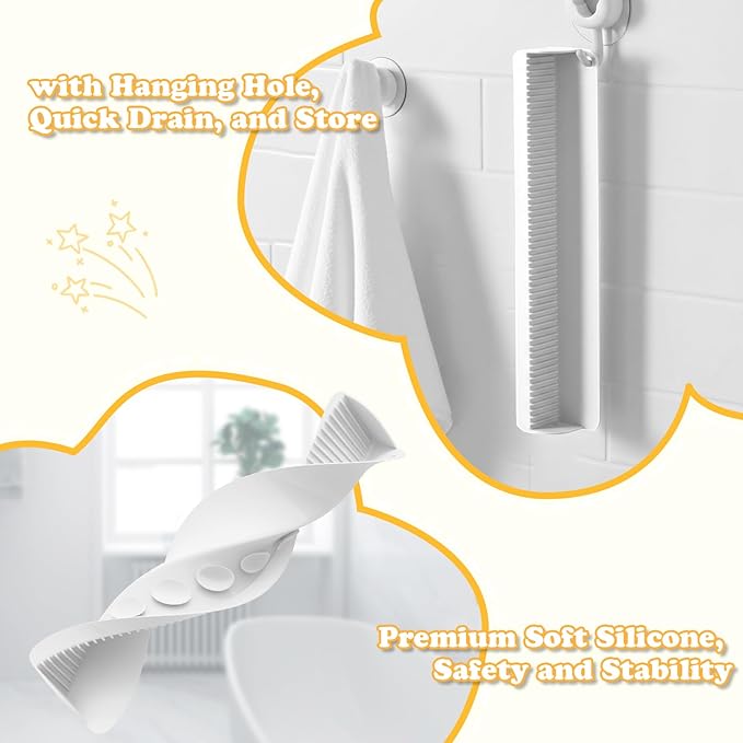 AGPTEK 24 Inch Bathtub Splash Guard with 10 Suction Cups, Silicone Tub Water Splash Guard for Bathtub, Bath Toy Tray Holder Play Shelf for Kids, Universal for Bathroom, Kitchen Sink (White)