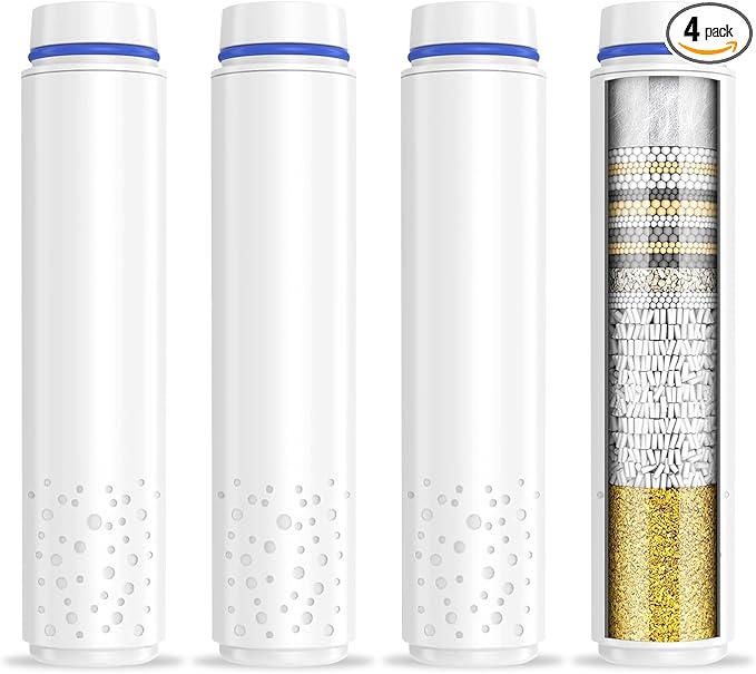 PWERAN 4 Pack Shower Filter for Handheld Shower Head,15 Stage Replacement Filters for Hard Water Remove Chlorine,Water Softener Filters Beads for Harmful Substances