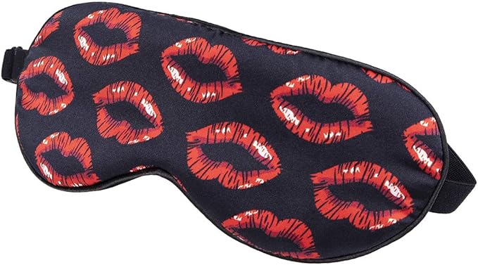 100% Mulberry Silk Sleep Mask Blackout, Cute Natural Sleeping Mask with Adjustable Elastic Strap, Satin Eye Cover for Men Women Adults (Kiss)