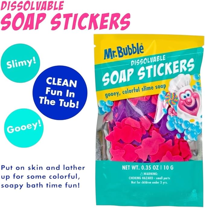 Mr Bubble Sweet Treats Bath Set, Lollipop Fizzer, Gummy Bear Bubble Bath, Bath Potion, Soap Stickers