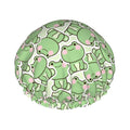 Cute Frogs Shower Cap For Women Reusable Waterproof Double Layers Bath Cap Hair Protection Elastic Ladies Spa Salon Shower Hat