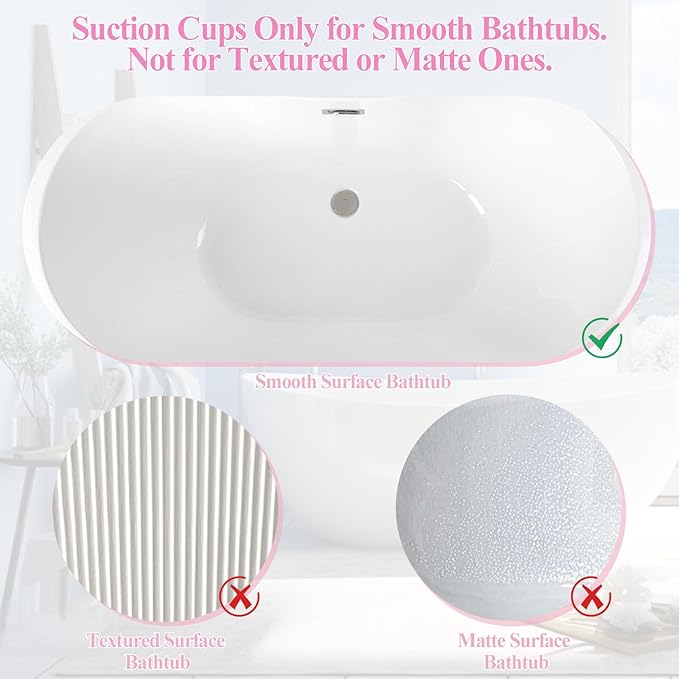 Crossing King Bubble Bath Mat Tub Spa Massager, Portable Spa Bubble Bath Massager with Upgraded Powerful Suction Cup, Electric Air Pump, Pillow and Remote Control for Relaxation 45 * 17in (Pink)