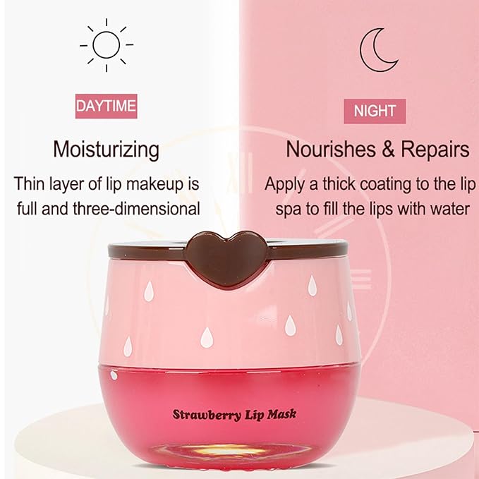 2 PCS Bee Lip Balm Lip Mask Honey Pot, Honey & Strawberry Lip Mask Propolis Moisturizing Lip Balm, Hydrating Prevention Dry & Cracked, Mothers Day Gifts, Teacher Appreciation Gifts, Party Favors