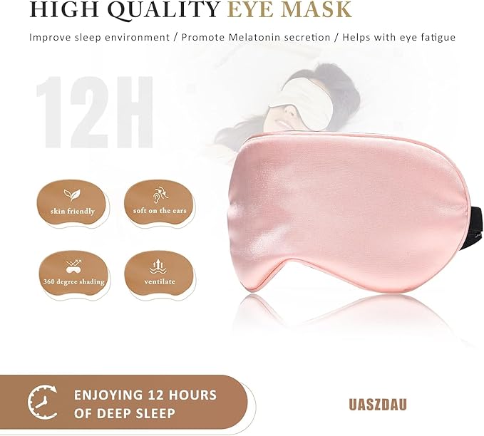 Eye Mask for Sleeping,3 Pack Silk Sleep Masks for Women Men-Blindfold for Travel on Airplane,100% Pure Silk Eye Mask for Sleep with Adjustable Strip(Black-Pink-Green) 8.86 * 4.92 * 1 inches