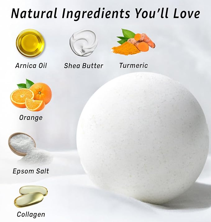 Collagen Bath Bombs Luxurious Bath Foam Gift for Dry Skin Hydration Moisturizing Turmeric Arnica Orange Essential Oil Infused for A Blissful Experience