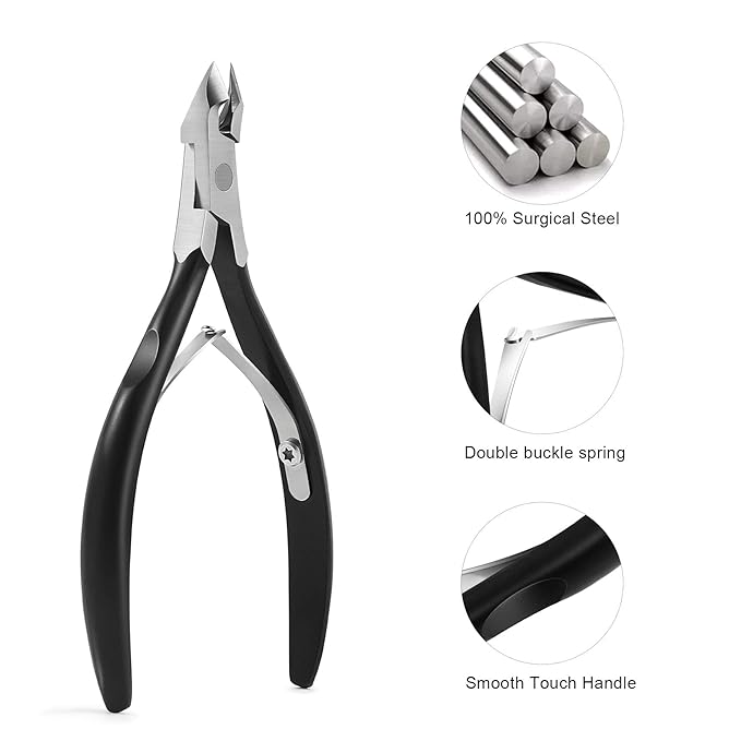 FERYES Cuticle Clipper Professional Manicure and Pedicure Cuticle Remover Tools, Medical Grade Stainless Steel Cutical Cutter, 8mm Jaw- 1 Piece (Black)