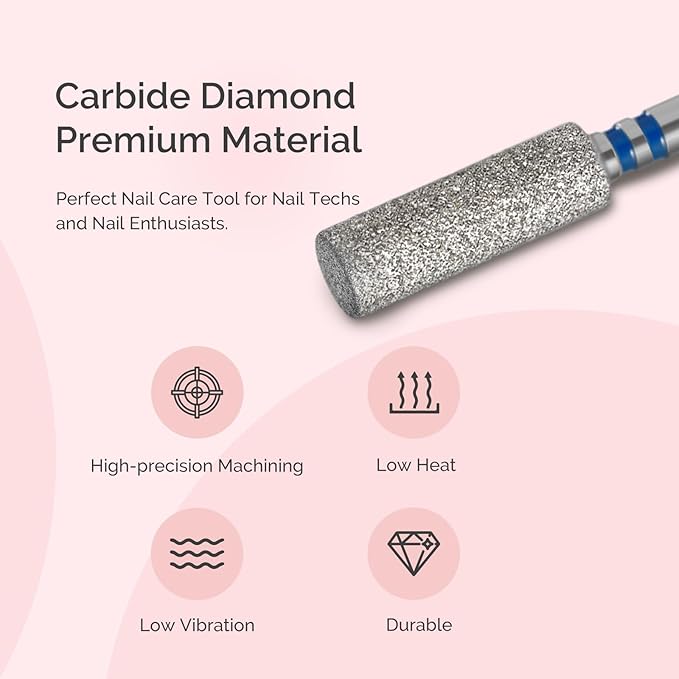 MelodySusie 4mm Barrel Shape Cuticle Clean Nail Drill Bit 3/32'', Professional Safety Carbide Diamond Under Nail Cleaner for Cuticle Dead Skin Nail Prepare, Beginners Bits, Series Bit-S, Medium