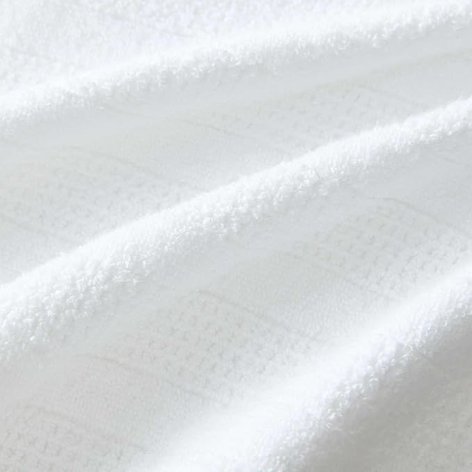 Martha Stewart - Bath Towels, Soft & Absorbent 100% Cotton Towels, Solid 500 GSM, 6-Piece Bathroom Towel Set with Textured Weave (Bedford Cottage White)