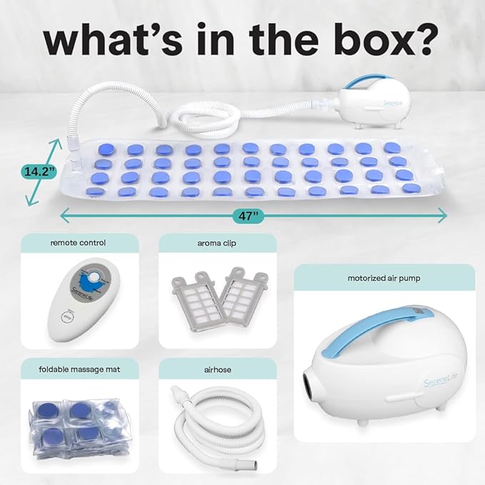 SereneLife Portable Spa Bubble Bath Massager - Relaxing Spa Non-Slip Mat with Suction Cup Bottom, Motorized Air Pump, Adjustable Bubble Settings and Remote Control, 47” x 14.2”
