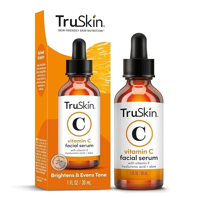 TruSkin Vitamin C Serum for Face - Anti Aging Face Serum with Hyaluronic Acid & Vitamin E - Brightening Formula for Improving Appearance of Dark Spots, Fine Lines & Wrinkles - All Skin Types, 1 fl oz