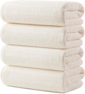 ecolook 4 Pack Microfiber Bath Towels, 31 x 63 inches Extra Large Bath Towel Set, Super Soft Highly Absorbent Bath Towels Set of 4, Quick Dry Lightweight Bathroom Towels for Spa, Pool, Gym, Beige