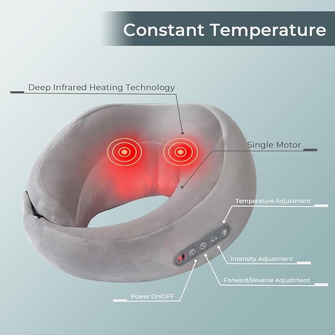 Neck Massager with Heat - Deep Tissue Neck Pain Relief U-Shape Design Electric Massager Pillow for Travel Office Home Shiatsu Neck Massager Gifts for Men Women Dad Mom, Pink