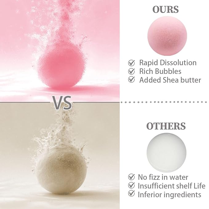 GETT Rose Bath Bombs 4 Pack Individually Wrapped – Bath Bombs for Women, Bubble Bath, Aromatherapy Essential Oils, Moisturizing Spa Gift Set, Mother’s Day Gift for Mom, Relaxing Bath Bomb Gift Set