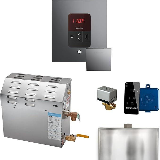 Mr Steam MS 10kW (10000W) Steam Shower Generator Package w/square iTempo Control in Brilliant Black