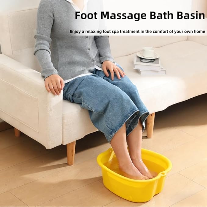 Ytterbium Foot Soaking Bath Basin, Large Massage Foot Soaking Tub, Plastic Home Spa Pedicure Bucket, Relaxation & Stress Relief, Suitable for Women & Men (Yellow)