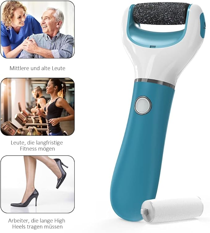 Electric Foot File Callus Remover Professional, 2-Speed Rechargeable Pedicure Tool for Remove Calluses, Dry, Hard, Dead, Cracked Skin, Includes 2 Coarses (Blue)
