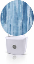 Night Lights Auto Sensor Abstract Graffiti Night Light Blue Art Painting Round Lamp Plug-in LED Nightlights Dusk to Dawn for Living Room Bedroom Bathroom Hallway Wall Decor