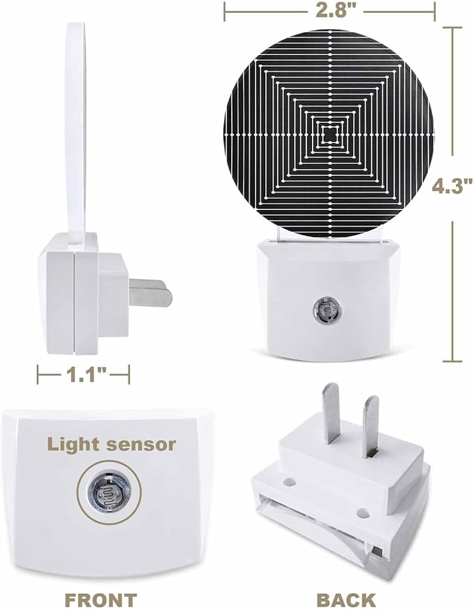 Night Lights Auto Sensor Black Aesthetic Night Light Lines Perspective Box Round Lamp Plug-in LED Nightlights Dusk to Dawn for Living Room Bedroom Bathroom Hallway Wall Decor