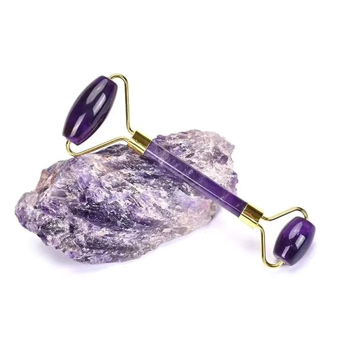 Jade Roller, Face Roller, Facial Beauty Roller Skin Care Tools, Quartz Massager for Face, Eyes, Neck, Body Muscle Relaxing and Relieve Fine Lines and Wrinkles (Purple)