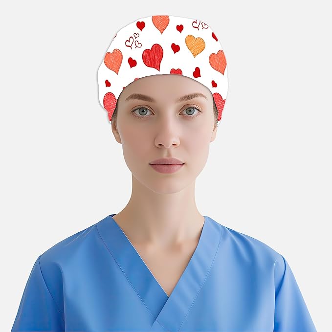 2 Pcs Working Cap with Sweatband for Women Men, Adjustable Cleaning Working Hats, Nurse Surgical Caps