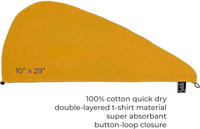 Elizabeth Roberts 100% Cotton T Shirt Hair Towel Wrap Plopping Essential Turban Style Hair Drying Towel for Women and Men All Hair Types and Styles, Honey