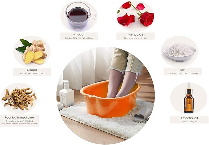 AXLOFO® Foot Soaking Bath Basin, Large Plastic Foot Soaking Tub, Feet Massage Feet Bath Bucket, Great for Getting the Dead/Old Skin Off Your Foots (orangebasin)