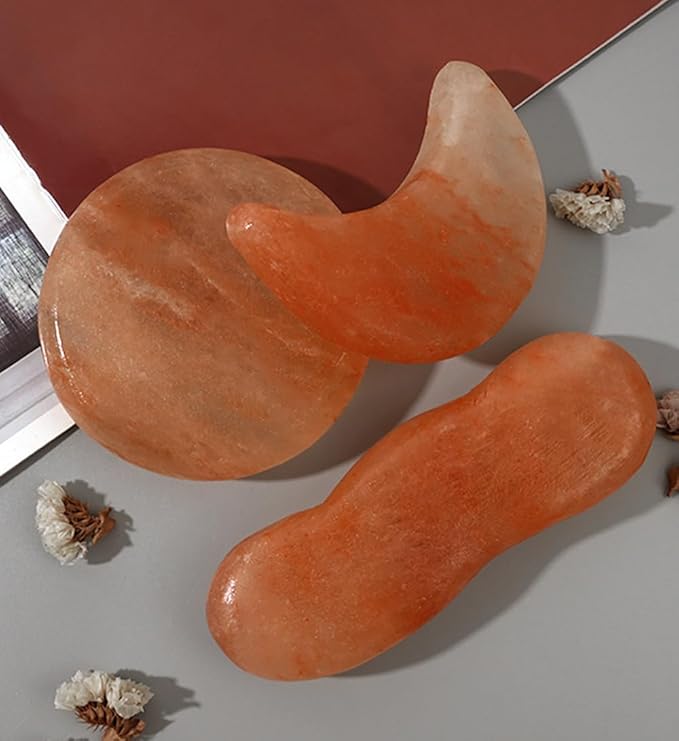 Moon Shape Himalayan Salt Massage Stones Hot Massage Cold Massage Stones Set Warm Rocks Kit for Facial SPA