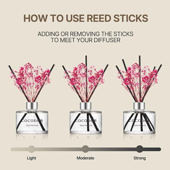 COCODOR Preserved Real Flower Reed Diffuser/Black Cherry / 6.7oz(200ml) / 2 Pack/Reed Diffuser Set, Oil Diffuser & Reed Diffuser Sticks, Home Decor & Office Decor, Fragrance and Gifts