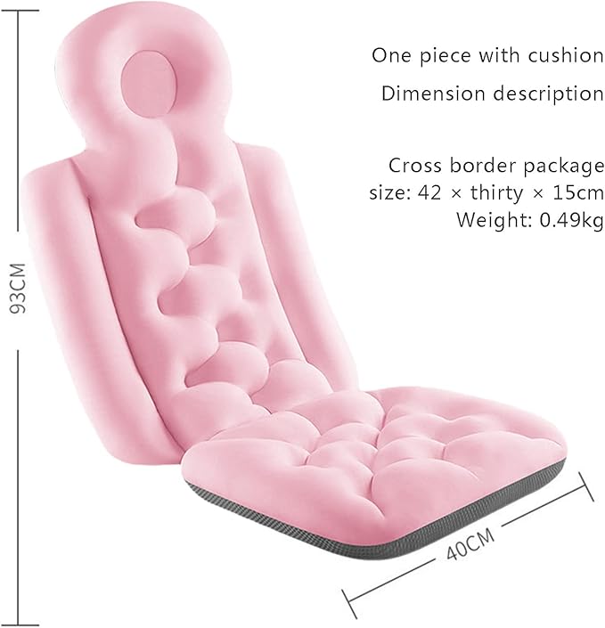 Full Body Bath Pillow, Bath Pillows for Tub, Tub Pillow for Bath Head and Neck Support Ergonomic Quick Dry Headrest Cushion Bath Accessories (Pink-93cm*40cm)