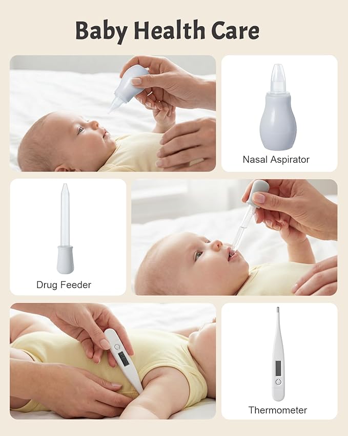 Lictin Baby Healthcare and Grooming Kit, 26 in 1 Rechargeable Nail Trimmer Electric Set,Safe File with Auto Light, Newborn Nursery Health Care Portable Safety Set for Infant Toddlers Boys Girls, Grey