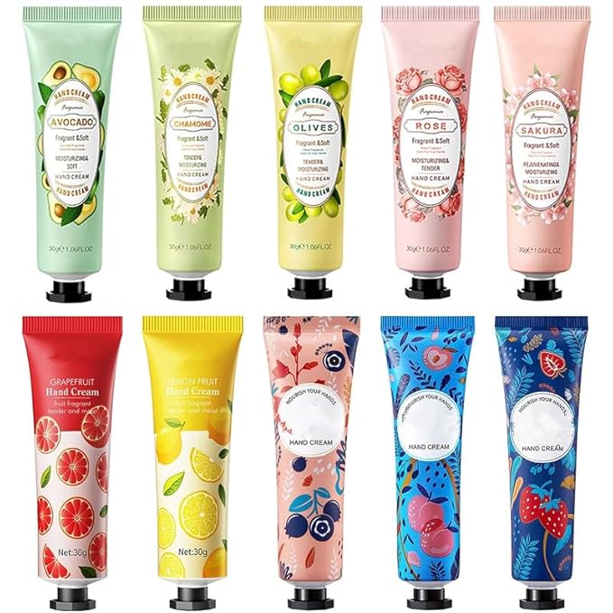 10 Pack Hand Cream for Dry Cracked Hands, Travel Size Moisturizing Mini Hand Lotion Gifts for Women with Natural Fragrance - Christmas Gifts,Thanksgiving Gifts,Teacher Appreciation Gifts,Party Favors