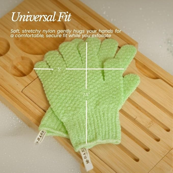 Bare Botanics 4 Pack Lavender Exfoliating Shower Gloves - 100% Nylon Fibers for Gentle Exfoliation - for Both Wet or Dry Exfoliation - Machine Washable - Vegan & Cruelty-Free