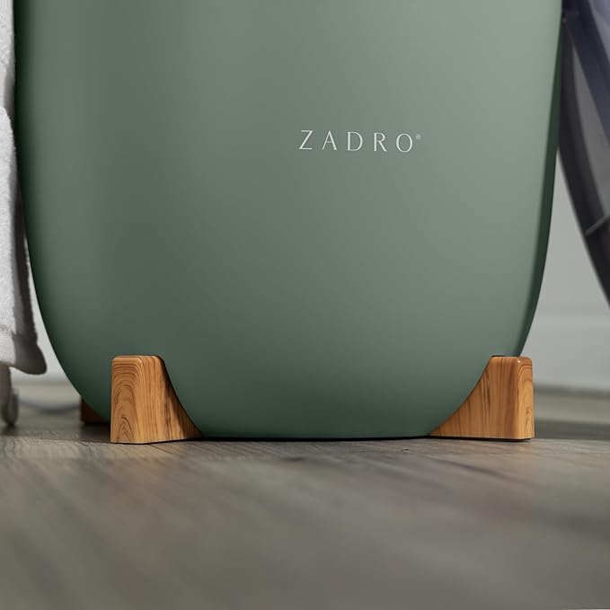 Zadro Large Hot Towel Warmer Bucket Timer Electric Towel Warmer for Bathroom Auto-Shut Off Heated Towel Warmer Spa (Large | 20L | 12" Dia. x 21" Tall, Bamboo/Dark Green)
