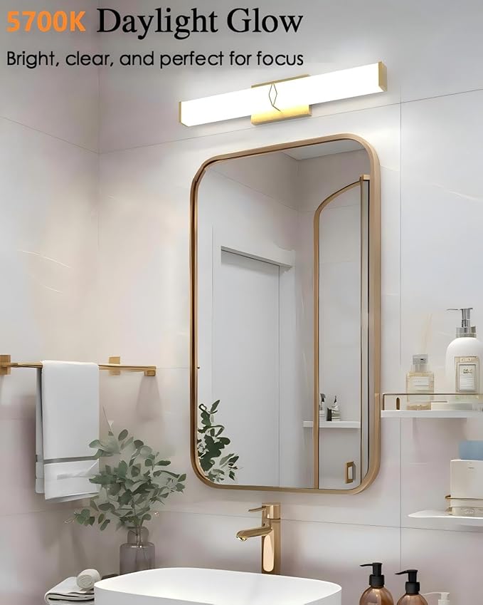 Bathroom Light Fixtures Over Mirror,Bathroom Vanity Light,24inch Dimmable 25W 2500lm,Gold LED Vanity Lights,5700K Daylight LED Lighting Fixture,ETL Certified