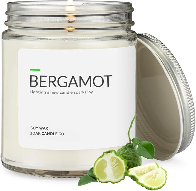 1OAK Bergamot Candle - Soy Candles for Home Scented - Long Burning Premium - Hand-Poured (7oz.)