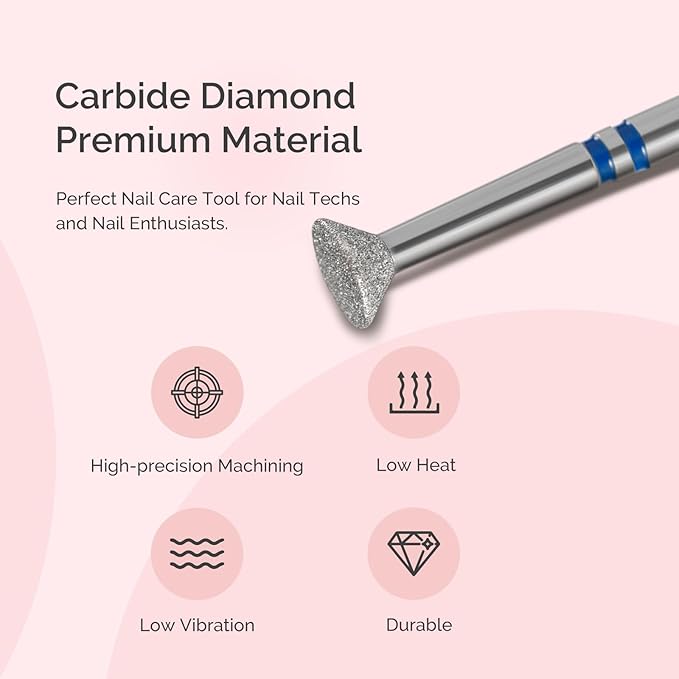 MelodySusie 5mm Inverted Tapered Cuticle Clean Nail Drill Bit 3/32'', Professional Safety Carbide Diamond Under Nail Cleaner for Cuticle Dead Skin Nail Prepare, Beginners Bits, Series Bit-S, Medium