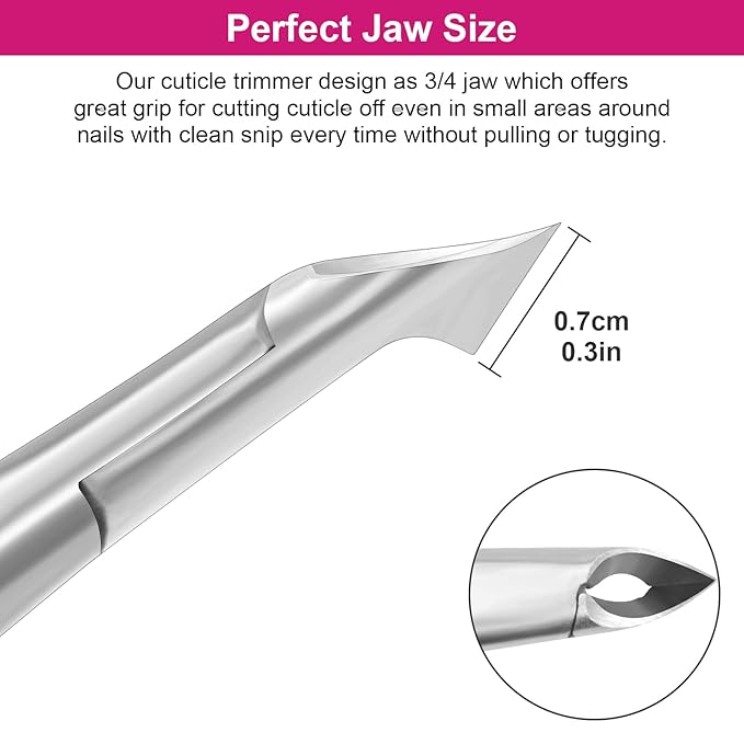 CGBE Cuticle Clipper Professional Cuticle Trimmer Remover Tools, Non-slip Silicone Handle Stainless Steel Alicates Para Manicura Profesional for Dry Skin (Rose)