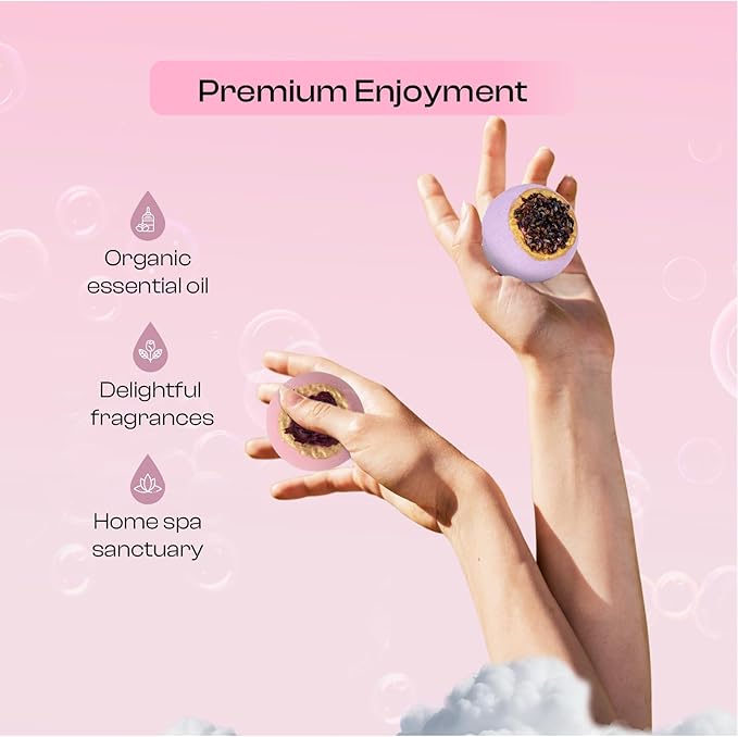 Bath Bombs for Women, Gift Set of 6 Fizzies Luxury Large Size with Real Flowers and Natural Organic Essential Oil, Self Care Gifts for Women, Mon, Daughter, Girlfriend, Kids,Pack of 6 (Multiple)