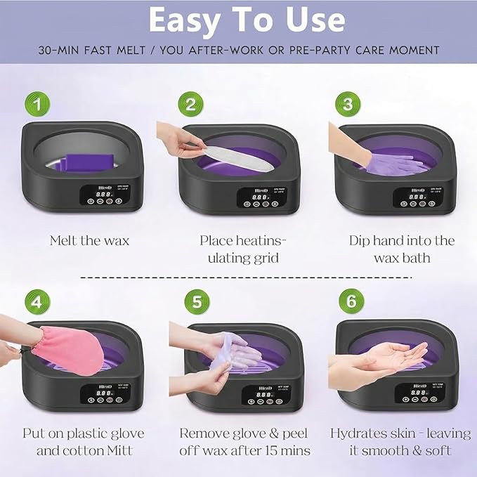 Paraffin Wax Machine for Hand and Feet，Touchscreen Paraffin Wax Warmer with Wax Moisturizing Paraffin Spa Wax Bath Kit, Large Capacity at Home for Smooth and Soft Skin