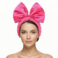 JIAHANG Large Satin Bow Facial Spa Headband, Facial Making Up Shower Skincare Hairband, Wash Face Headwrap for Women Girls