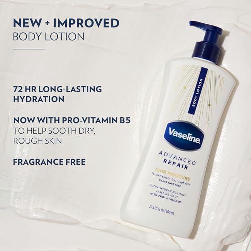 Vaseline Advanced Repair Body Lotion for Dry Skin, Unscented 20.3oz 3ct - Image 4