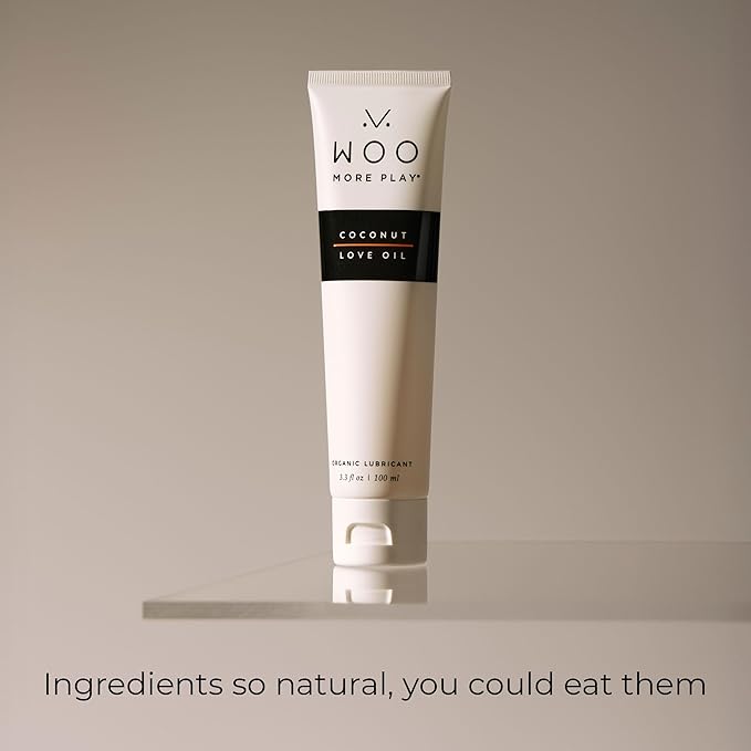 Woo More Play Coconut Love Oil | Organic Coconut Oil Personal Lubricant for Men and Women | Natural and Clean Ingredients | Doubles as Massage Oil | Relaxing Scent | 3.3 fl Oz (6.6 Fl Oz (Pack of 2))