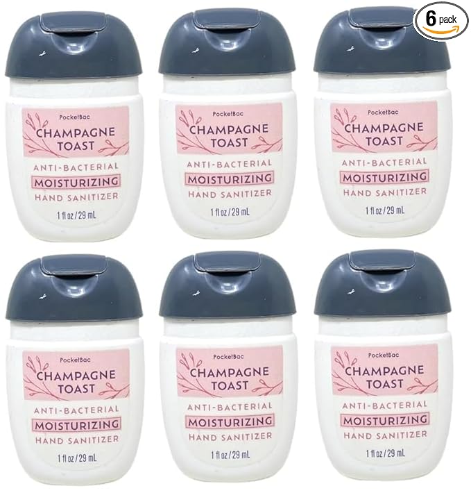 Bath and Body Works Classic Scents Pocketbac Gel Sanitizers - Pack of 6-1 oz each (Champagne Toast Moisturizing)