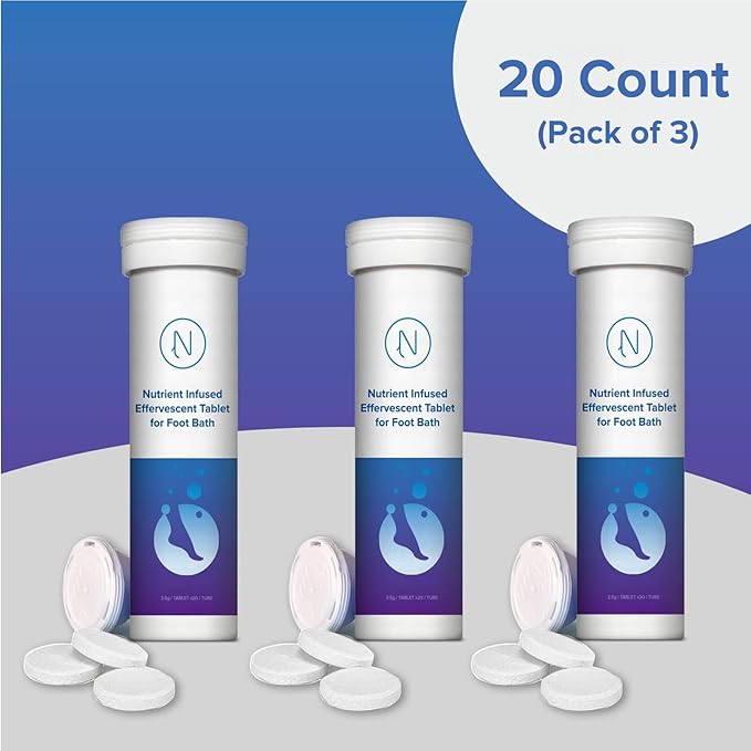 Diabetic Foot Soak Effervescent Tablets Foot Care by Nerve Spa, Anti-Swelling, Rehydrate The Foot, Foot Care Nutrients – 96 Tablets (3 Tubes)