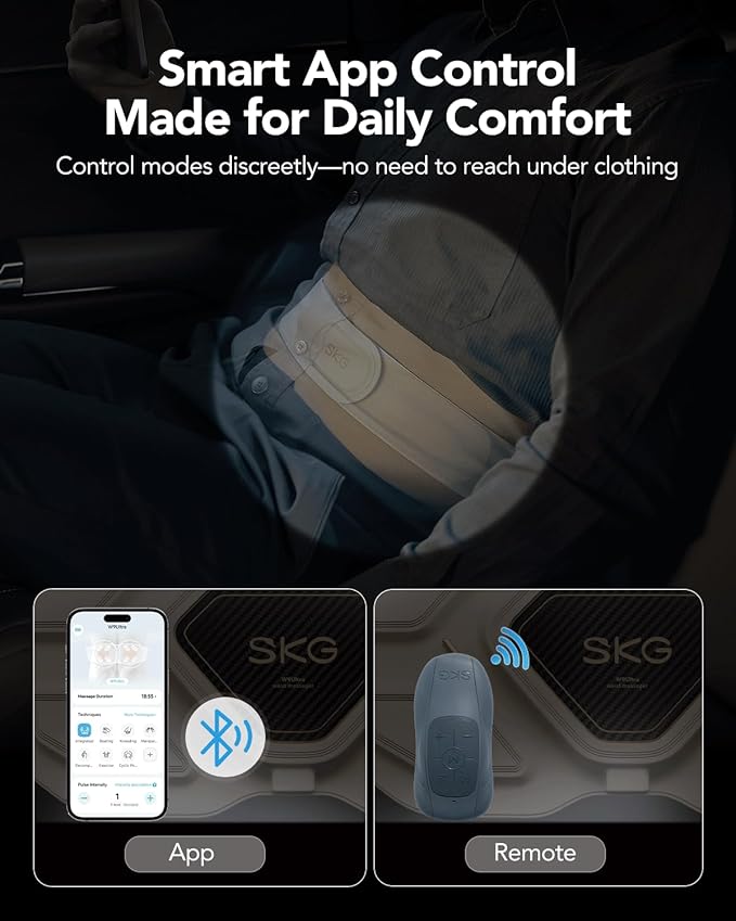 SKG W9 Ultra 2.0 Lower Back Massager for Pain Relief Deep Tissue Mothers Day Gifts Adjustable Cordless Heating Pad Infrared Vibrating Back Massager with Titanium Massage Head