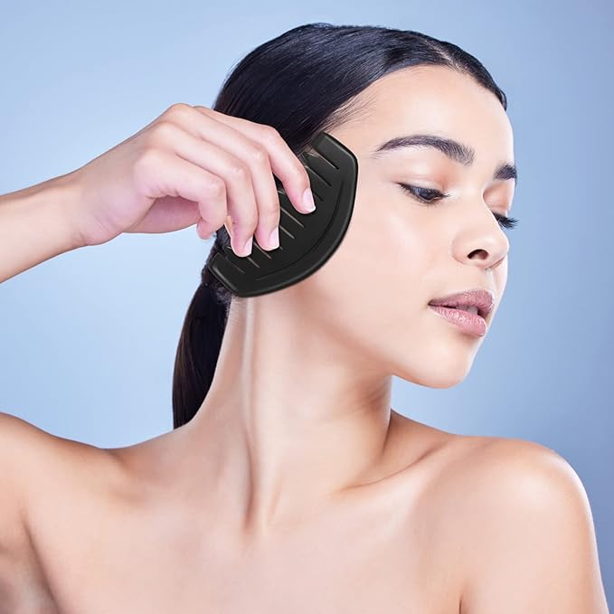 Gua Sha Comb, Natural Sibin Bian Stone Scalp Massage Comb, Facial GuaSha Tool for Lift and Puffiness, Jade Gua Sha Scraping Therapy Massager for Full Body Relax