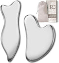 Rena Chris Stainless Steel Gua Sha Set, Guasha Tool for Face and Body Massage, Gua Sha and Acupuncture Massage Tools for Jawline Sculpting, Eye Puffiness & Muscle Relief (2 Pack)