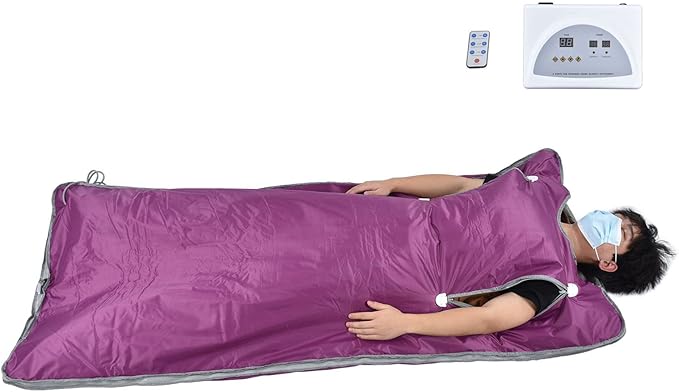 Srliya 650W Home Portable Far Infrared Sauna Blanket, Smart Zipper Reach Type with Multiple Leakage Protection, for Sweating Steaming Shaping Cold Removal (US Plug AC110V)
