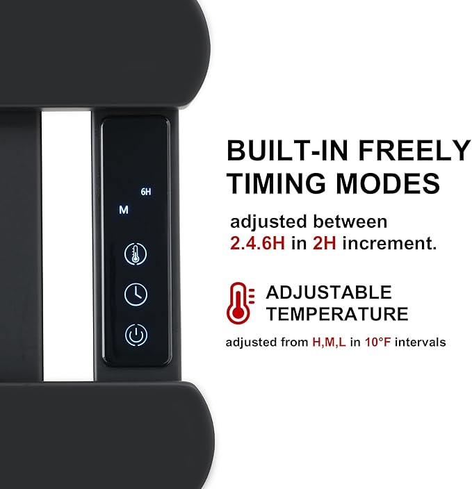 Electric Towel Warmer Rack,Heating Towel Warmer, Timer & Temperature Control, 11 Bar Stainless Steel Towel Heater for Bathroom, Black, Plug-in(31.5x19.69x4.92in) Nordic Style